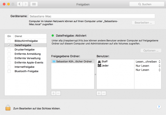 OS X: Gerätenamen festlegen