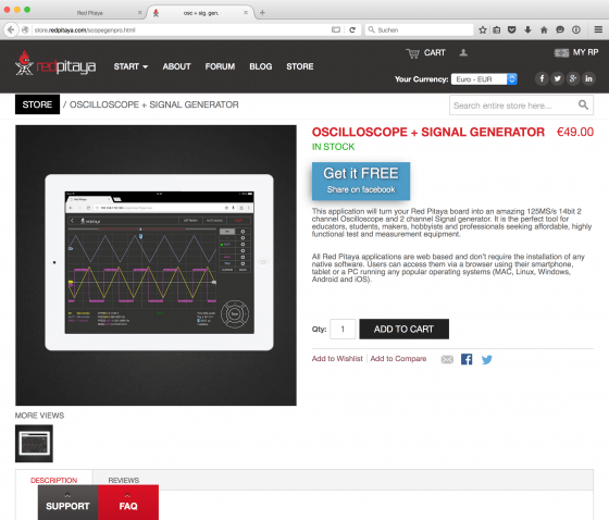 Red Pitaya: Online Store / Oszilloskop+Signalgenerator (Pro)