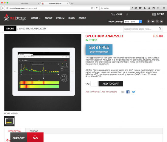 Red Pitaya: Online Store / Spektrum-Analysator