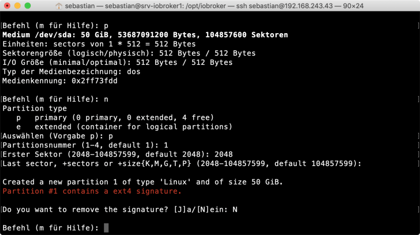 Ubuntu: Partition mit <code>fdisk</code> neu anlegen