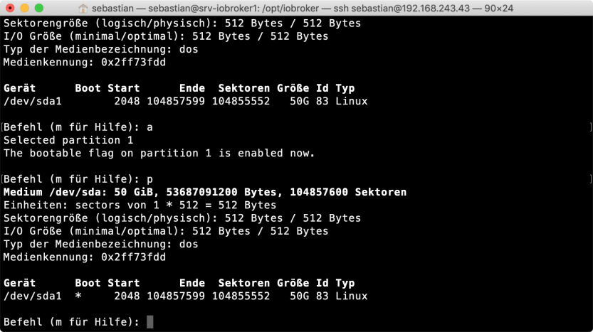 Ubuntu: Partition mit <code>fdisk</code> anzeigen und bootfähig machen