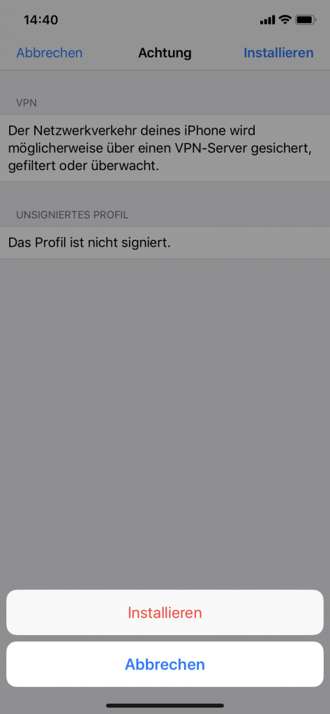 iPhone: VPN-on-Demand Profil installieren