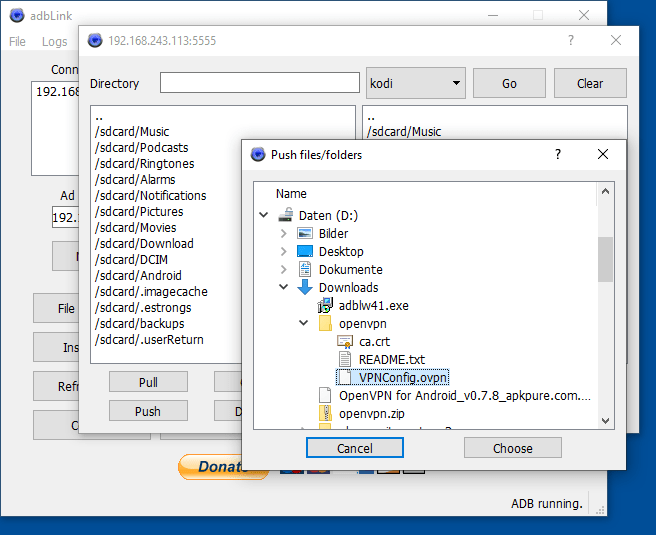 adbLink: Dateitransfer