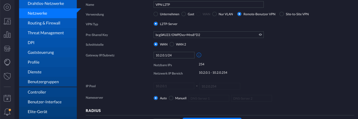 UniFi Controller: VPN-Netzwerk erstellen